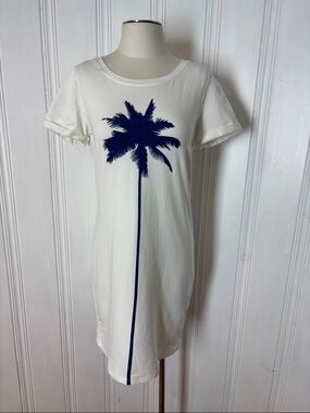 ESQUALO White Palm Tree T-Shirt Dress - Size Medium